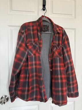 Grizzly Mountain Men's Red Plaid Flannel Shirt Jacket Size XXL